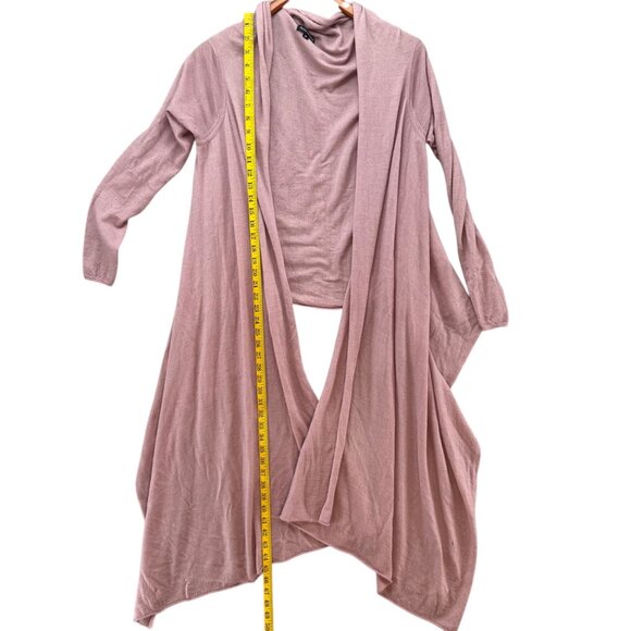 Plush Cashmere Long Cardigan Womens Pink 100% Cashmere Open Front Size M - Picture 9 of 13